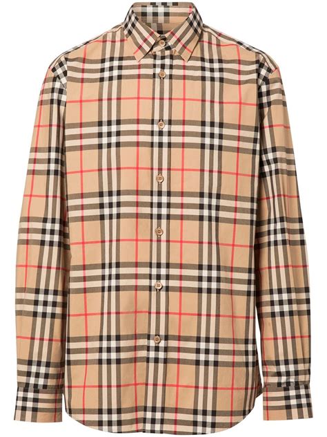 mens burberry check t shirt|Burberry Check cotton poplin shirt.